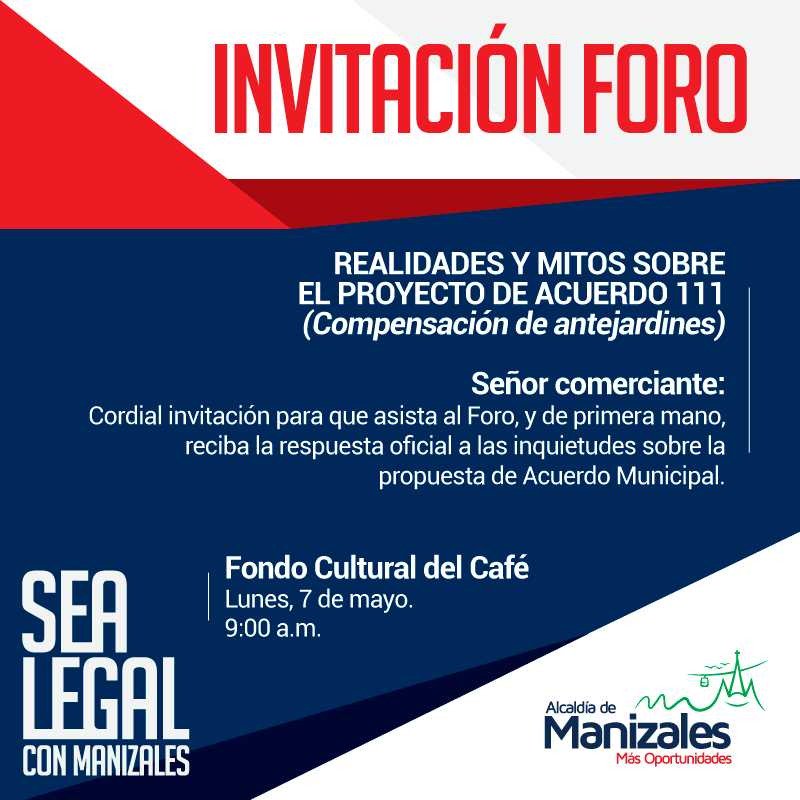 PlaneacionMzl's tweet photo. #MásOportunidades #SeaLegalConManizales Aprovechamos el micrófono de @NoticiasCaracol para hablar sobre el Proyecto 111 de aprovechamiento económico del espacio Público, e invitar a la ciudadanía al Foro el próximo lunes a partir de las 9:00 a.m. en el Fondo Cultural del Café https://t.co/ANo8yWRpKb