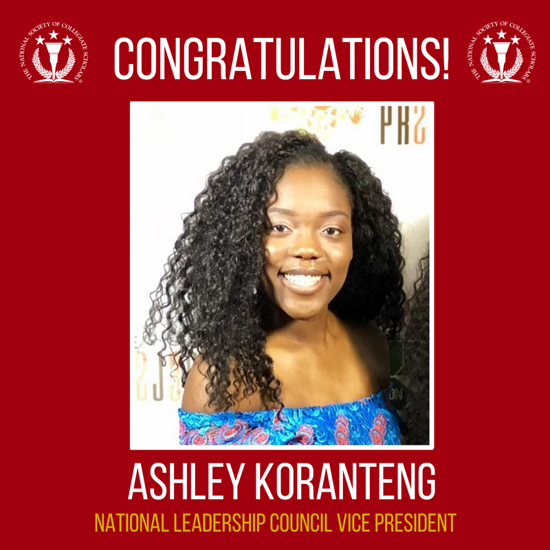 Welcome to the new NLC vice president, Ashley Koranteng form George Mason University! Congratulations on this accomplishment!