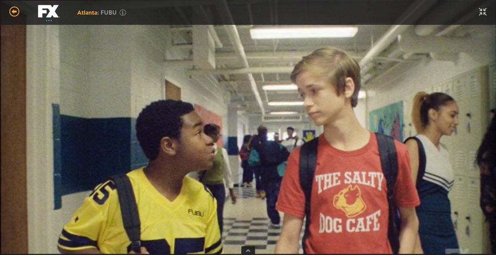 If you didn’t see Atlanta on FX last night you should go watch it. Great message about the effects of bullying! I play the “white kid” that doesn’t get it while wearing my knock off Salty Dog Cafe T-shirt. #Atlantafx #fubu #saltydogcafe #90s