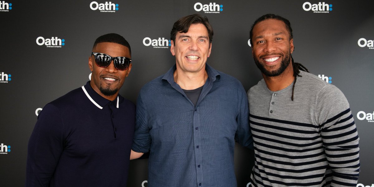 yahooads's tweet photo. #NewFronts was a blast! The best names in sports, entertainment, and more teamed up with us to #BuildYourBrand. @tim_armstrong @iamjamiefoxx @LarryFitzgerald (photo: @ginodepinto) https://t.co/ycLW6PG3HV