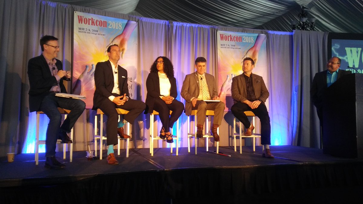 CAWorkforce's tweet photo. #WORKCON18 Morning Plenary - The Power of Partnerships: A Balcony View. (L -R) Panelists: Tim Rainey, Patrick Henning Jr., Kim Johnson, Joe , Xavier, Dr. Jeffrey A. Mrizek, Moderator: Bob Lanter #workforceLeadership #workforcePartnerships https://t.co/swJp0PaEKP
