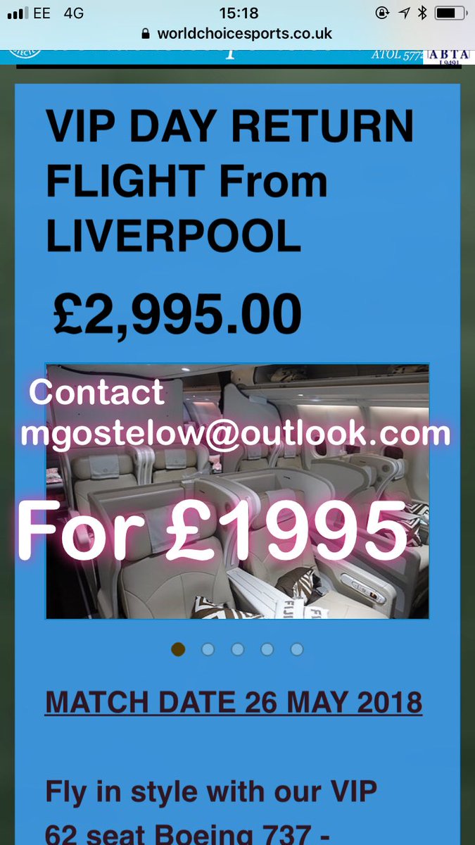 Don’t miss your chance to travel in style for an incredible #specialprice for a #premium #luxuryjet #businessClass #Flight ..... £1995

- Not to be beaten 
- Leading operator package comparison (see below)

E: mgostelow@outlook.com