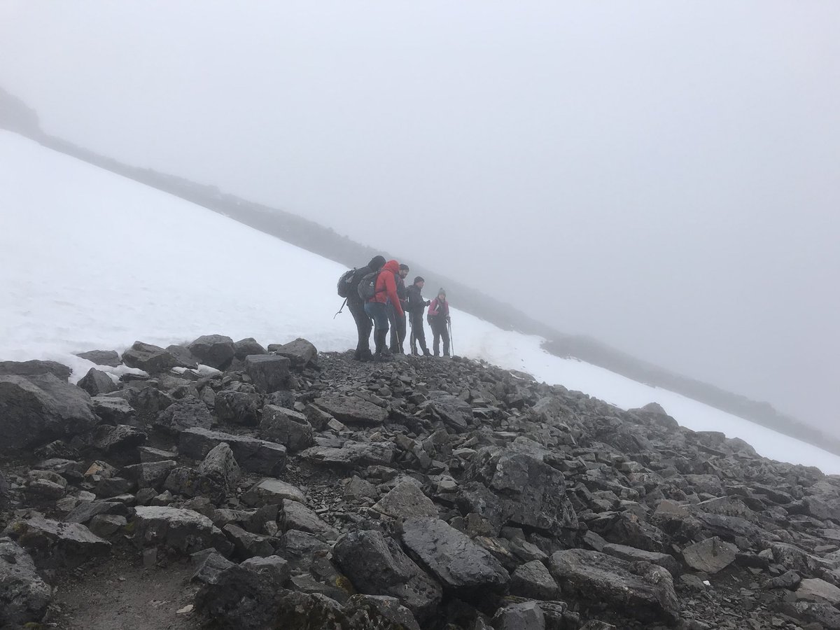 Capperhp's tweet photo. Little 3 peaks update for you @SueThompson_RA this was this morning at Ben Nevis, now resting on coach on our way to Scafell Pike... lots of limping around the office on Tuesday on the horizon! https://t.co/ohJMe8MnG5
