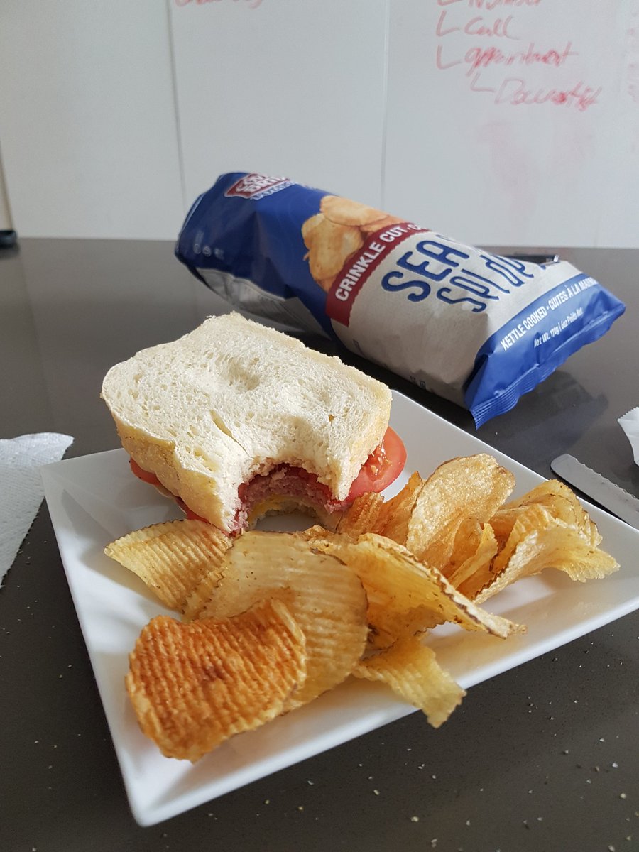 Shout out to @eatlocalsource for the lunch stuff. Local break, salami, tomato, bread and chips.