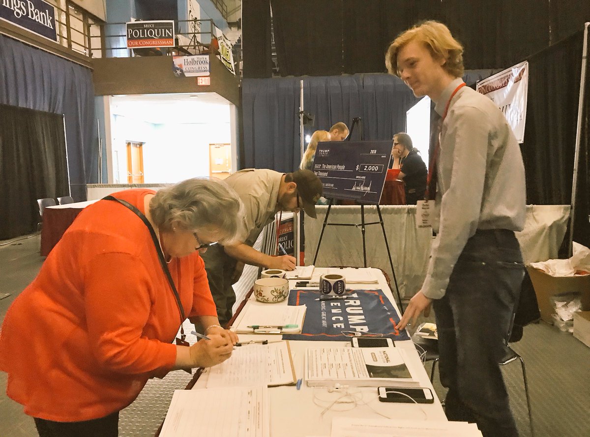 JustinDavisNRA's tweet photo. Big shoutout to our amazing volunteers like @DylanTheFellow working the @GOP booth at the @MaineGOP convention! Fellows like Dylan are collecting petition signatures for a variety of issues including #taxreform! #LeadRight #TeamMaine https://t.co/cqH5UBE6aI