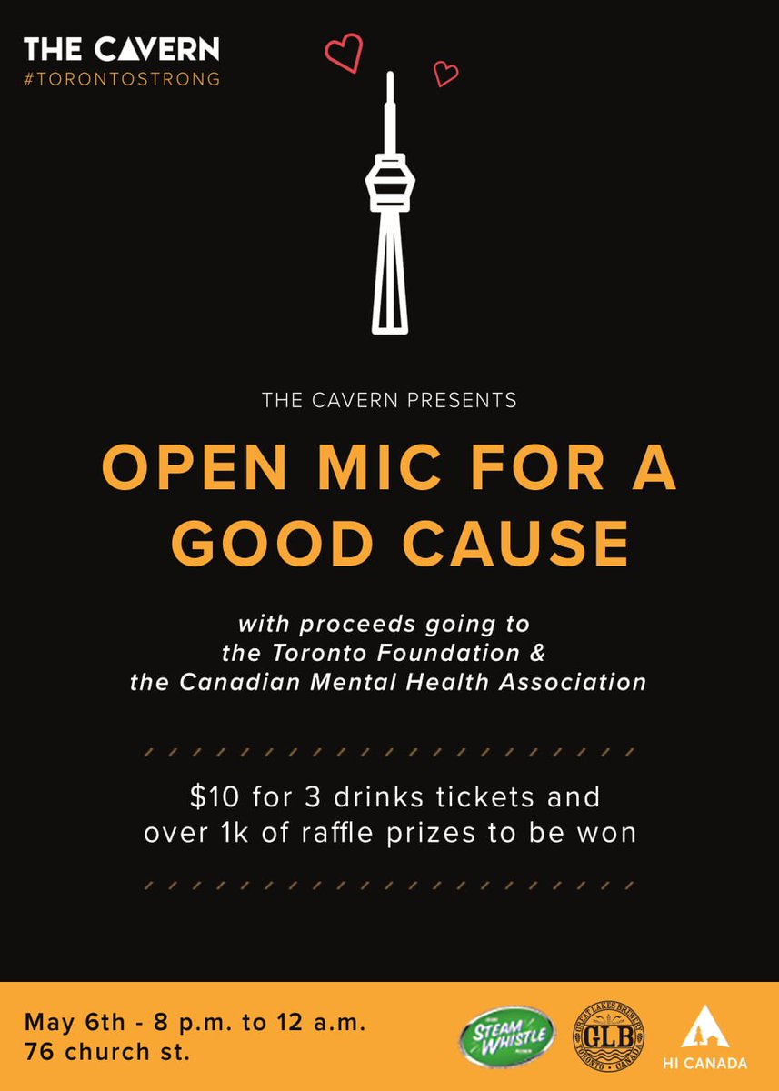 The Cavern Bar (@thecavernbar) on Twitter photo #OpenMic fundraiser this Sunday!
Tickets are $10 at the door & get 3 drink vouchers.
Hope to see you there! #torontostrong RSVP HERE: facebook.com/events/2499907… …
BIG thanks to our friends at @SteamWhistle & <a href="/GreatLakesBeer/">Great Lakes Brewery 🇨🇦</a> #OpenMic fundraiser this Sunday!
Tickets are $10 at the door & get 3 drink vouchers.
Hope to see you there! #torontostrong RSVP HERE: facebook.com/events/2499907… …
BIG thanks to our friends at @SteamWhistle & <a href="/GreatLakesBeer/">Great Lakes Brewery 🇨🇦</a>
