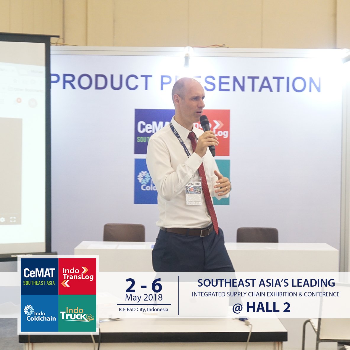 CeMATSEAindolog's tweet photo. Besides, exhibition and conference, we also have product presentation room and today’s presentation is from Geodis
.
.
.
.
#coldtransportation #coldstorage #coldchainservice #ecommerce #exhibition #conference #pameran2018 #pameranpendingin #pameranlogistik #icebsd #tanggerang https://t.co/HCwtJ41yET