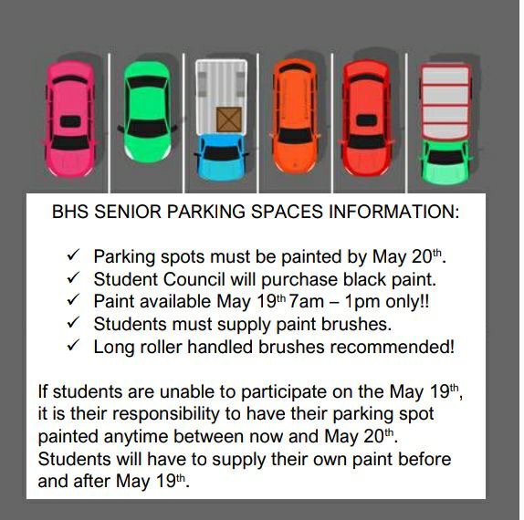 BHSTigersInfo's tweet photo. Important message about painting over Senior parking spots: https://t.co/kJv2YDUxyj