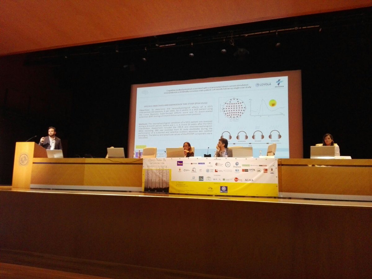 irenea_rehab's tweet image. “Potenciales evocados cognitivos asociados al tratamiento con tDCS en un paciente en Estado de Mínima Conciencia: seguimiento durante 4 meses” @AlejandroGalvao en #cin2018 #DOCMA #NeuroRHB