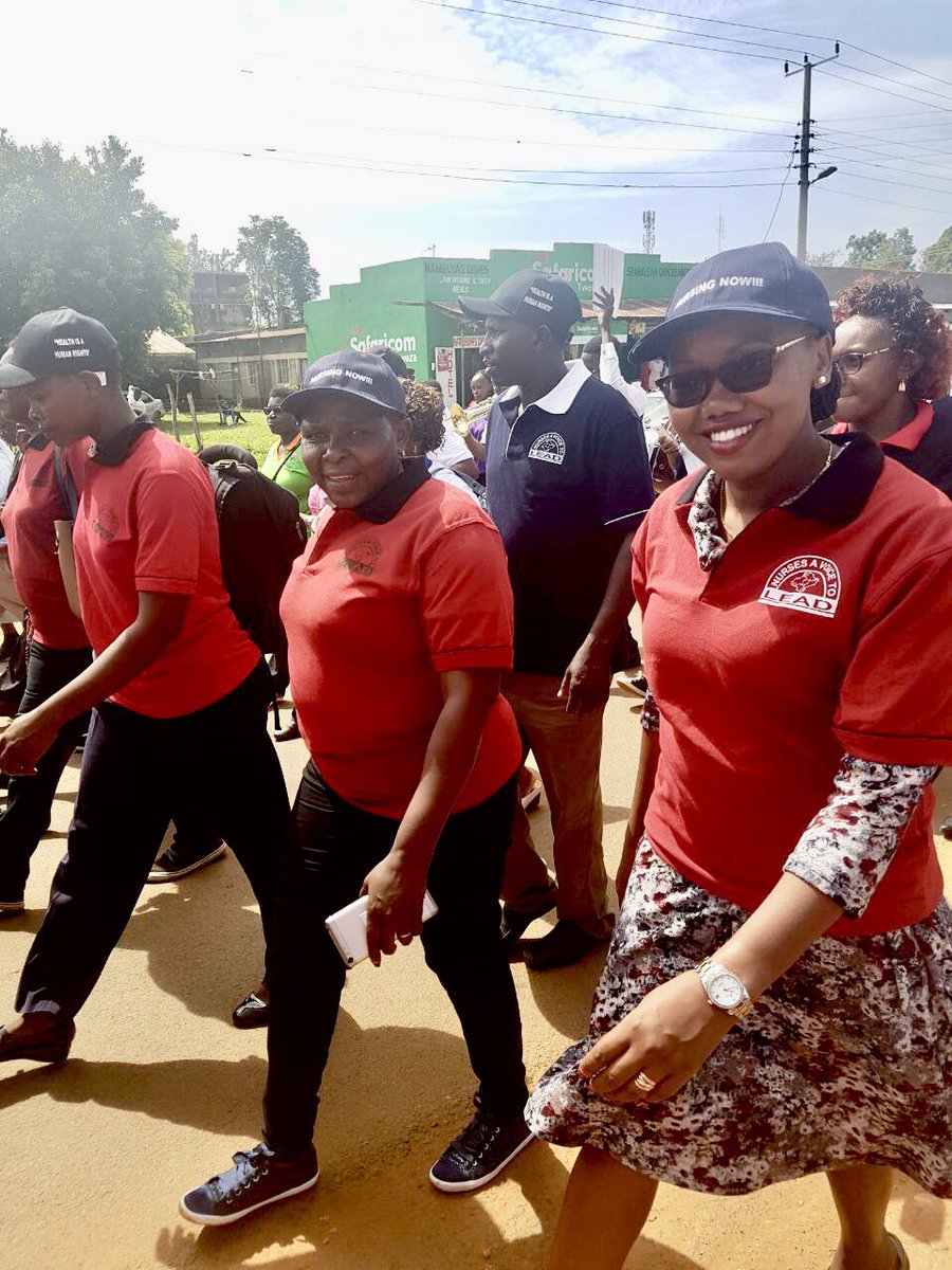 EdnaTallam's tweet photo. 8km symbolic walk from Bungoma hospital to @KibabiiUni to mark the launch of International #NursesWeek joined by @BungomaCountyKe Deputy Governor, @nnakenya Chair & Nurses #IDM18 #VoicetoLead #NursesweeKe #IND2018 @MOH_Kenya https://t.co/CrooMmXpMd