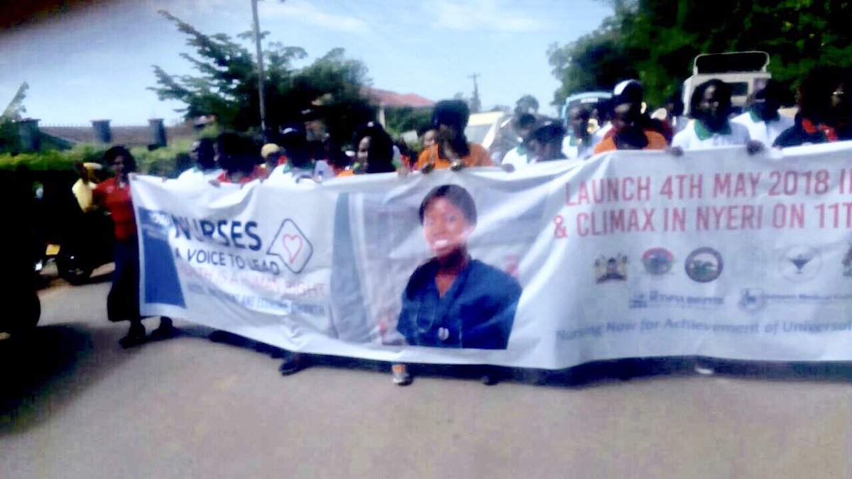 EdnaTallam's tweet photo. 8km symbolic walk from Bungoma hospital to @KibabiiUni to mark the launch of International #NursesWeek joined by @BungomaCountyKe Deputy Governor, @nnakenya Chair & Nurses #IDM18 #VoicetoLead #NursesweeKe #IND2018 @MOH_Kenya https://t.co/CrooMmXpMd