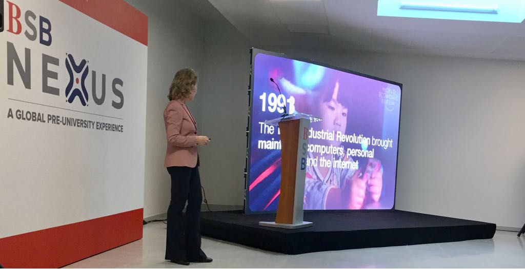 BSB_Barcelona's tweet photo. 🎙️@LuisaTristan: "What is important in this building is not the building in itself... It's how we have transformed teaching... How we have transformed LEARNING"
#BSBNexus #BSBWorldReady #GlobalPreUniversityExperience #CognitaWay https://t.co/ZAfa60BA0O