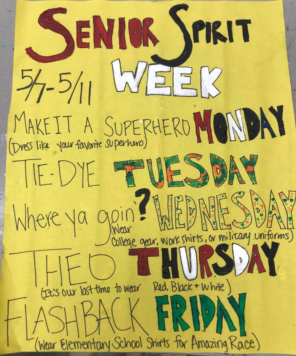 RHSclassof2018's tweet image. Senior Spirit Week starts Monday! #RiderPride #10moredays