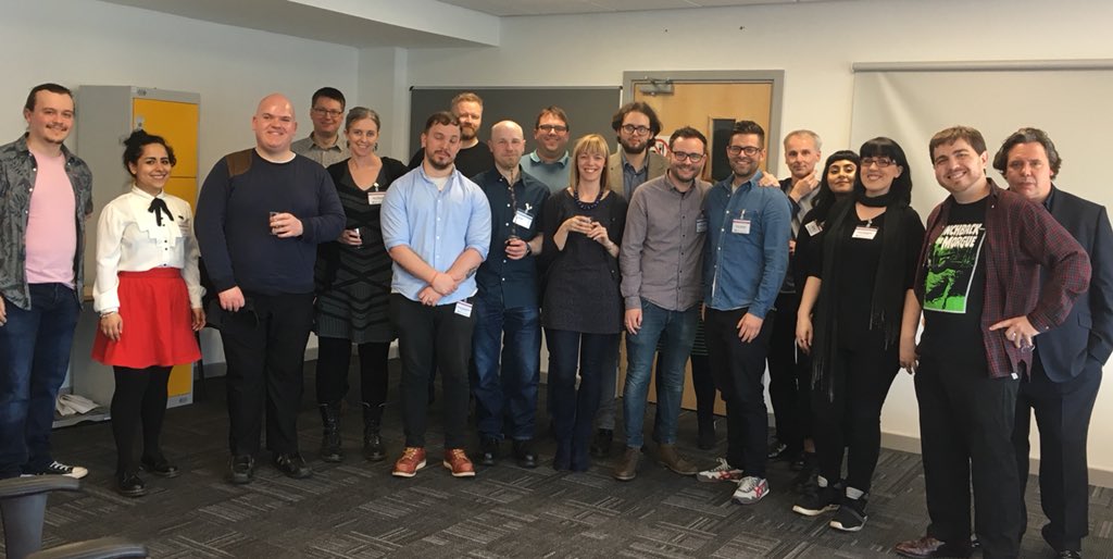 Group photo at the end of the fantastic Horror, Cult and Exploitation Media II event! What a great selection of papers we had for our second year! Thank you @johnnycwalker for organising, &amp; all presenters for sharing their work. Till next year! 😊