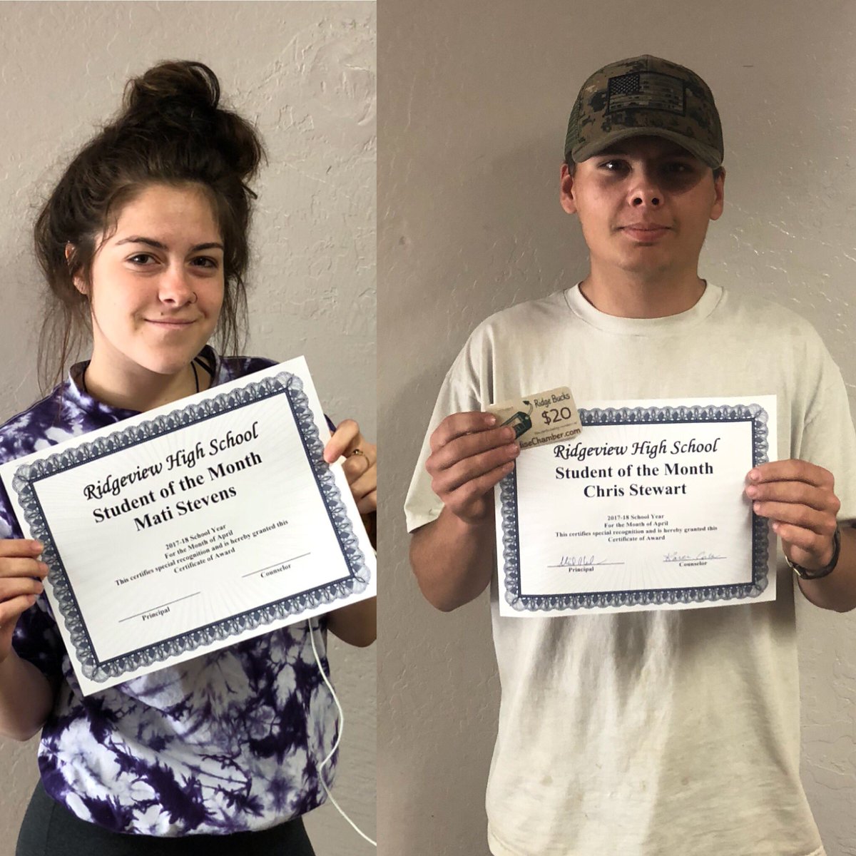April Students of the Month Mati and Chris!