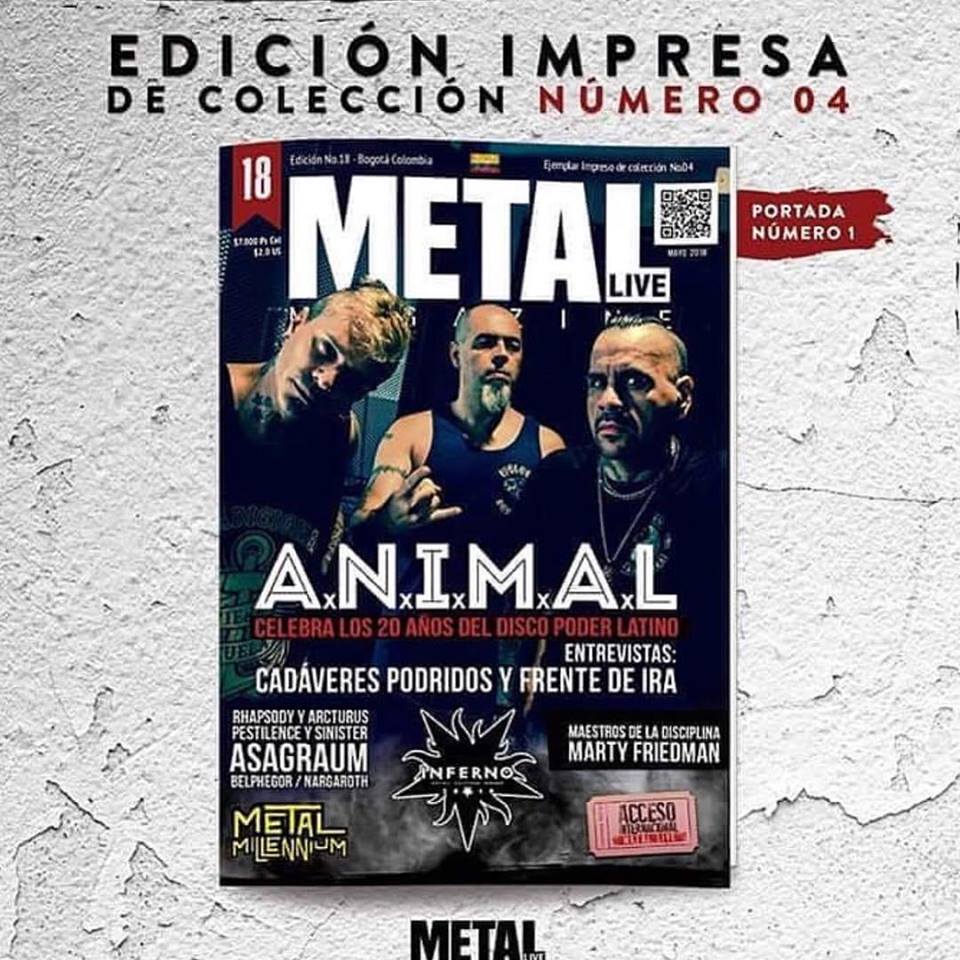 simpleproarte's tweet photo. Ya salió la nueva revista de #MetalLive con la entrevista que nos hicieron a @animaloficial1 por el show del 18 de mayo en #Colombia - #Bogotá festejando los 20 años del lanzamiento #PoderLatino

#animal #PoderLatino20años
#serfeliztrabajando https://t.co/mR88Q8gY98
