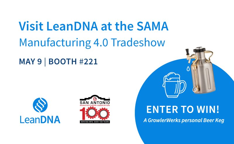 LeanDNA's tweet photo. We're looking forward to the @SAMATXORG tradeshow in #SanAntonio next week! Swing by our booth to learn how to bring #Manufacturing 4.0 tech into your #SupplyChain. See you there! https://t.co/fCgUw5fYIR