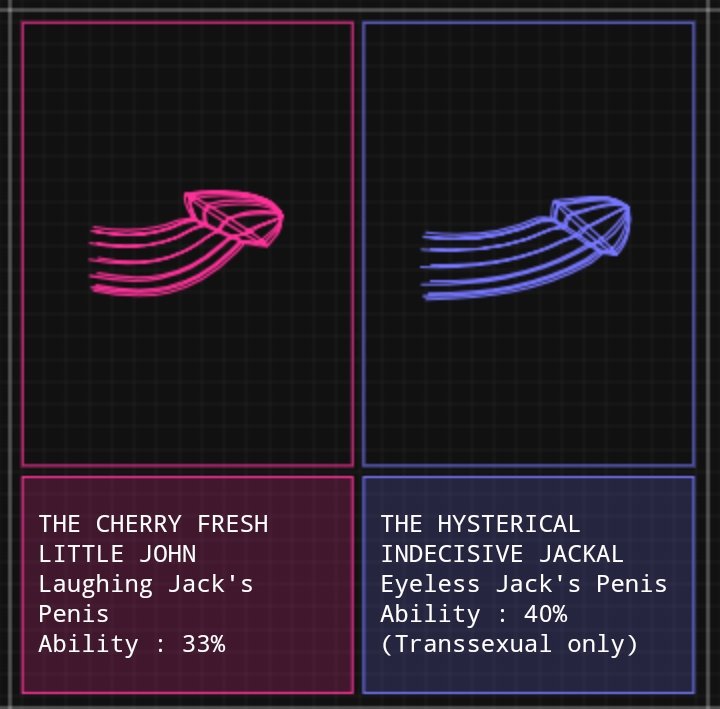 Our top story of the day,

Eyeless Jack's penis is now transsexual.

We all congratulate the eyeless man for his brave dick come out.