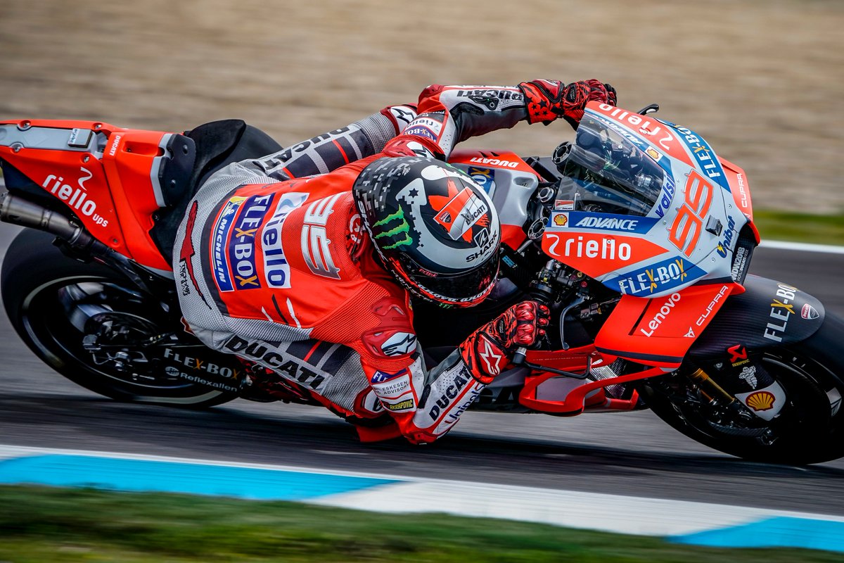DucatiMotor's tweet photo. #AD04 sixth and #JL99 seventh on first day of #SpanishGP practice at Jerez de la Frontera: https://t.co/i2GY48Zdtg https://t.co/gg9XNXmYgD
