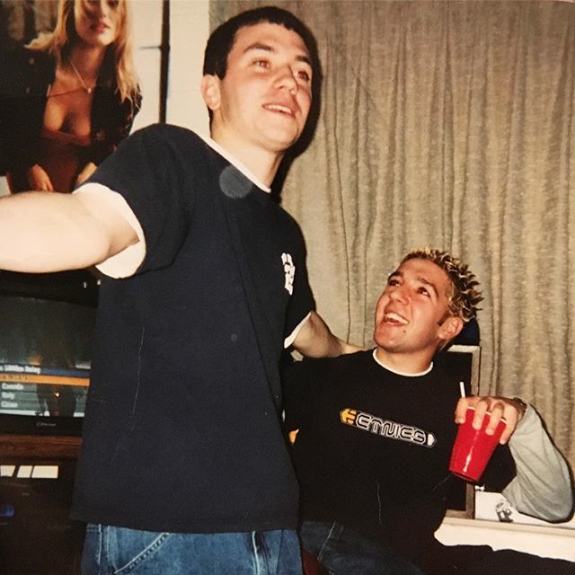 theDerekD's tweet photo. The #FlashbackFriday though at college with my homey @triggerman0, complete with that @camerondiaz poster, blonde tips, an @etnies shirt, and some grossly mixed alcoholic drink...
.
.
.
#college #DerekD #blondetips #fbf #wheresEdsMuscles #wpu #williampat… https://t.co/0M64cc2drF https://t.co/plJY47l6yB
