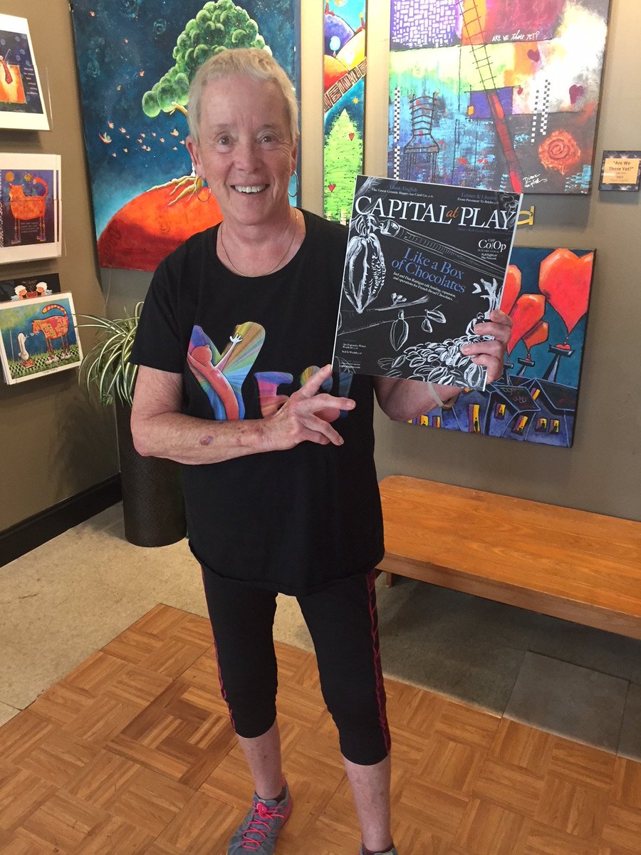 In the current issue we profile Asheville  entrepreneur and artist @DianeEnglish, of River Arts District shop The Great Cosmic Happy-Ass Card Co. As you can see, she has great taste in reading materials! You can read the story on Diane here: capitalatplay.com/happy-ass-day/