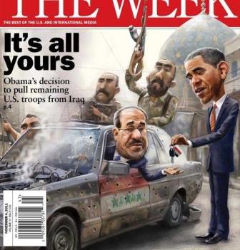 هل #الانتخابات في #العراق حرة وحقيقية في حكم #حزب_الدعوة؟
وقت انسحاب القوات الامريكية
الرئيس السابق اوباما سلم مفاتيح قيادة العراق للمالكي وميلشياته
 وقال له العراق كله لك
هكذا كان عنوان المجلة الأسبوعية الأمريكية. ذه ويك
It's all yours