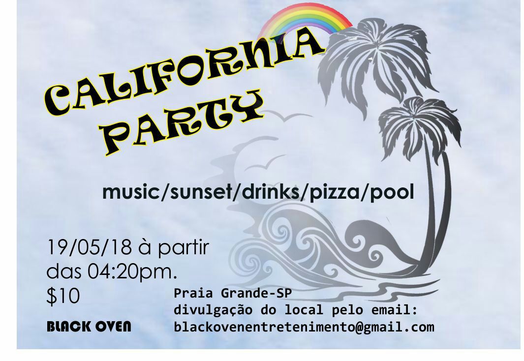 blackoven1's tweet image. Black Oven apresenta
CALIFORNIA PARTY!
Um pôr do sol diferente com discotecagem califa e muito amor.
Fique a vontade pra trazer sua  canga, cadeira... curta uma festa em clima de praia, música, cerveja e tudo que a gente gosta. ❤

#festa #role #420 #sunset #cerveja #party