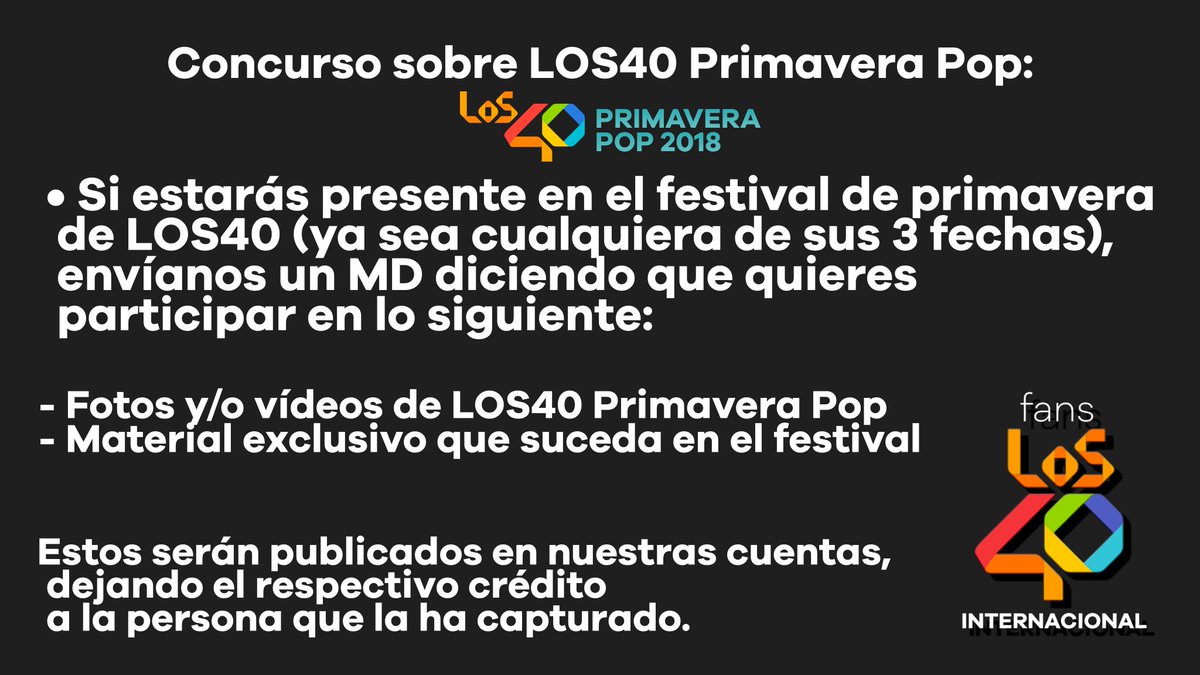 🚨 SI ESTARÁS EN <a href="/40PrimaveraPop/">LOS40 Primavera Pop</a>, ESTE ES TU CONCURSO 🙌
#LOS40PrimaveraPop 
#UnFestivalParaTodos