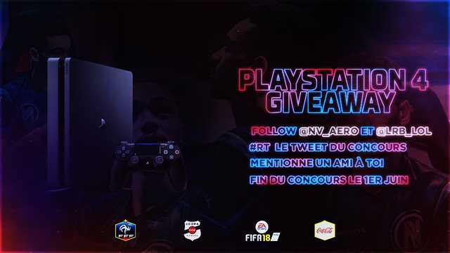 SLY | Sakor 🧙 (@lrb_lol) on Twitter photo Le frérot @nV_Aero m'a contacté pour vous faire gagner une PS4 qu'il a gagné donc CADEAU
🎁 #CONCOURS #GIVEAWAY 🎁
PS4 + FIFA18 (250€)
1️⃣ Suivre @nV_Aero et <a href="/LRB_LoL/">SLY | Sakor 🧙</a>
2️⃣ #RT le post
3️⃣ Mentionne un(e) ami(e)
Tirage le 1er juin ! Le frérot @nV_Aero m'a contacté pour vous faire gagner une PS4 qu'il a gagné donc CADEAU
🎁 #CONCOURS #GIVEAWAY 🎁
PS4 + FIFA18 (250€)
1️⃣ Suivre @nV_Aero et <a href="/LRB_LoL/">SLY | Sakor 🧙</a>
2️⃣ #RT le post
3️⃣ Mentionne un(e) ami(e)
Tirage le 1er juin !