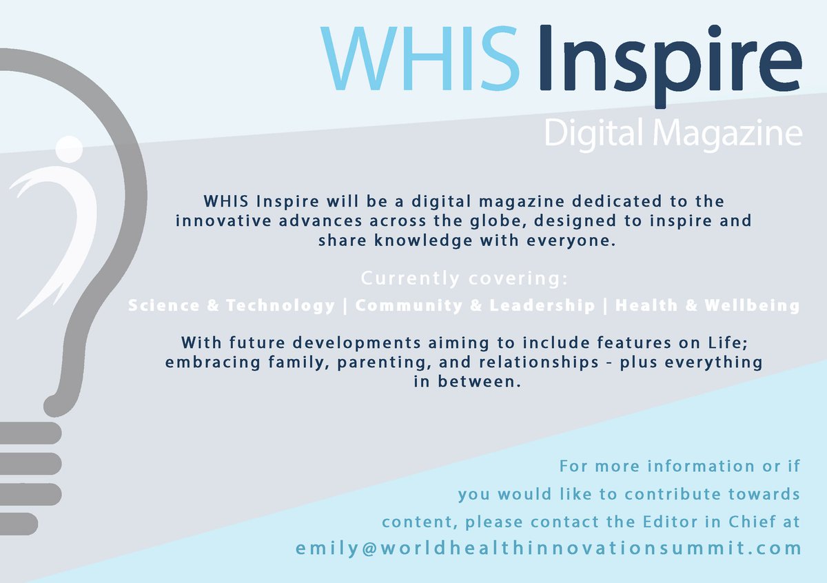 LAUNCHING SOON: A digital magazine dedicated to the innovative advances across the globe. Let's share our knowledge to inspire others. #WHIS #togetherweinspire💡#health #wellbeing #science #technology #community #leadership #life @HIC2016