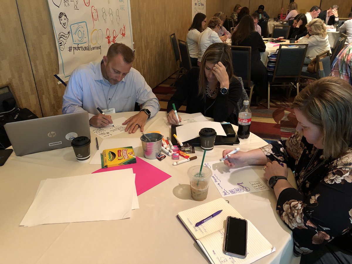 MeganDambrosio's tweet photo. Using the power of sketching and collaboration in a design challenge on rethinking school schedules #plsummit18 @EdElements https://t.co/fDRBwx3RmN