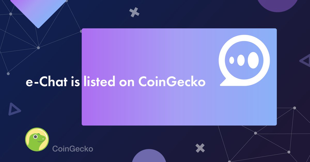 e_Chat_ICO's tweet photo. ECHT is supported by CoinGecko
CoinGecko - an analytical cryptocurrency platform - has added e-Chat token support. 
https://t.co/7h8HUJmG62

#EChatICO #ICO #btc #Bitcoin #Ethereum #crypto #blockchain #cryptocurrency https://t.co/agUsDcMIax