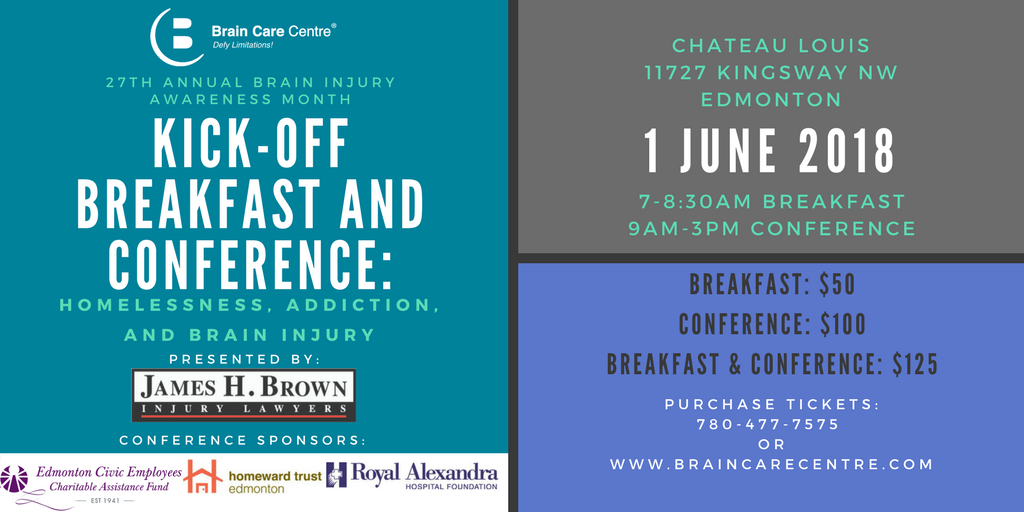 AshleyBrosda's tweet photo. Tickets for @BrainCareCentre 's Brain Injury Awareness Month Breakfast &amp; Conference have been selling fast - get yours before they're gone! https://t.co/Gl3ROkVaDZ 
Thank you to our breakfast sponsor @AlbertaInjury and conference sponsors @HomewardTrust @rahfoundation &amp; ECECAF https://t.co/rGqv10VbHc