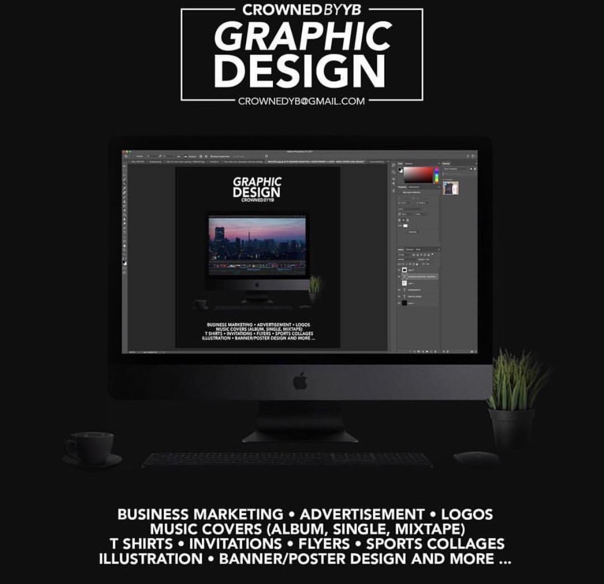 CrownedYB's tweet photo. - Explore all graphic design services with Crowned-YB ! From business marketing to album covers and more. Contact CrownedYB@gmail.com for more info &amp; rates. https://t.co/qHxxPCB2Oy