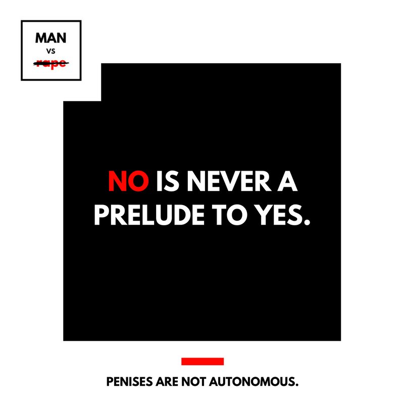 manversusrape's tweet photo. 'No' is not an invitation to try harder.

It won't magically change to 'yes'.

Accept refusal and stop. https://t.co/cySJAG1n5q