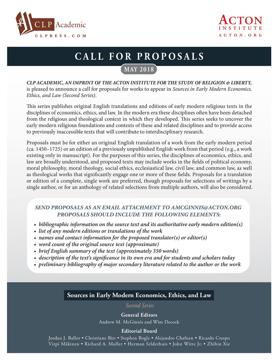 CLibPress's tweet photo. Call for Proposals: Sources in Early Modern Economics, Ethics, and Law (Second Series)  @ActonInstitute @Refo500 https://t.co/83DoTLQVxJ