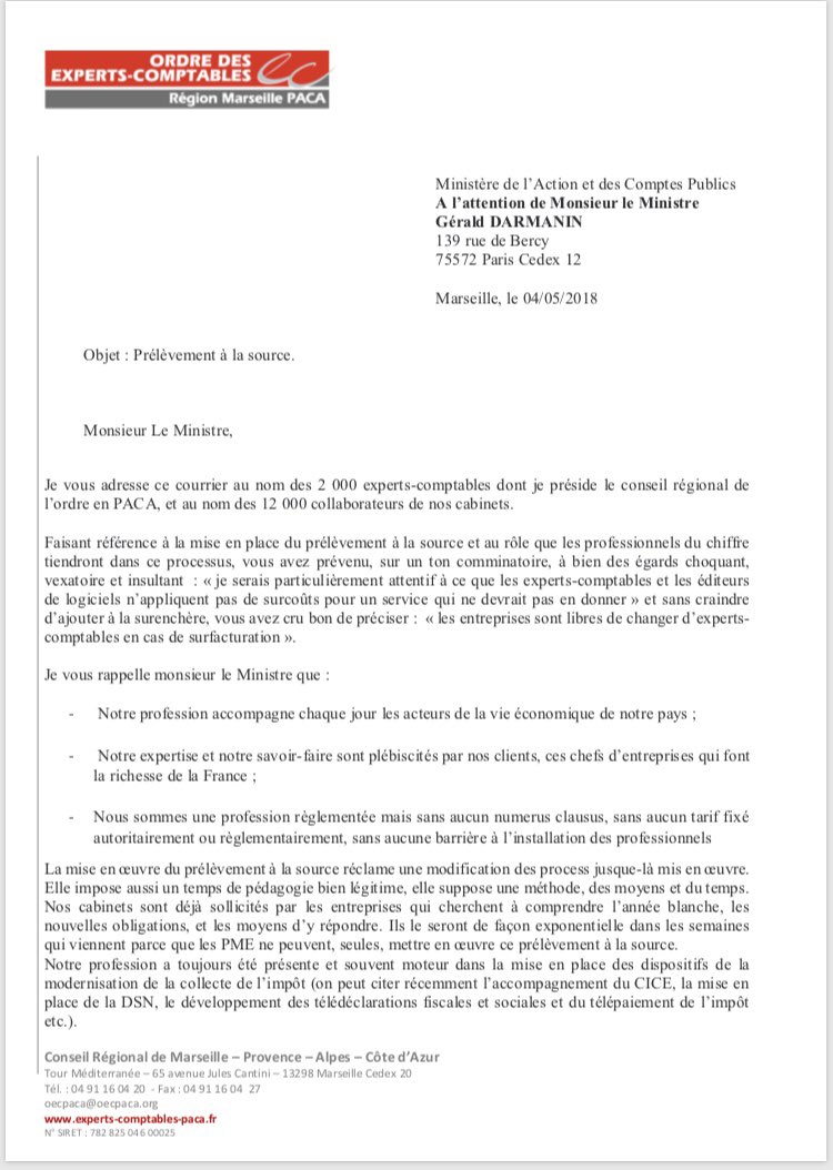Courrier à Gerald Darmanin Ministre de l’action et des comptes publiques. 1/2