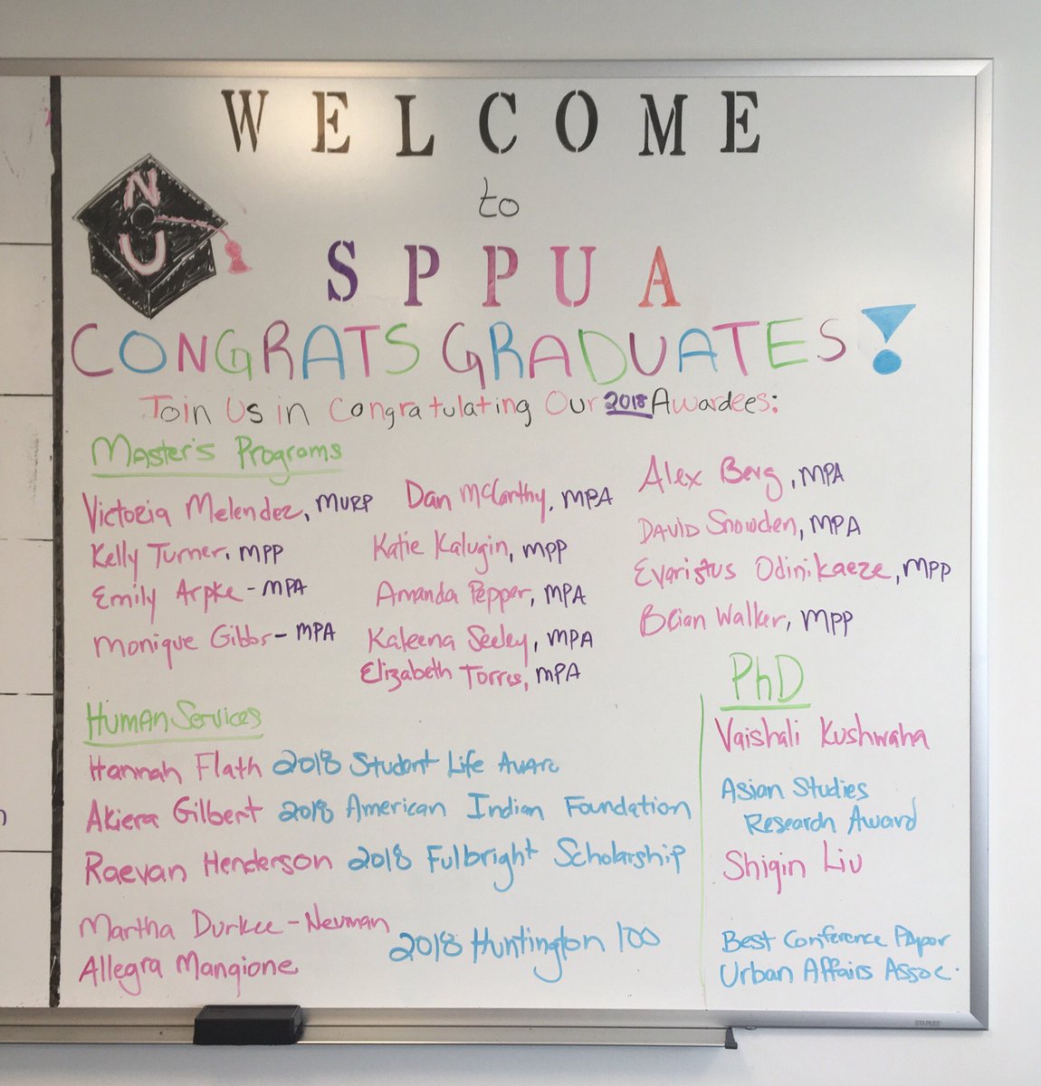 NU_PolicySchool's tweet image. Congratulations to our award winners! 👏 #NU2018 #SPPUA #IamCSSH.