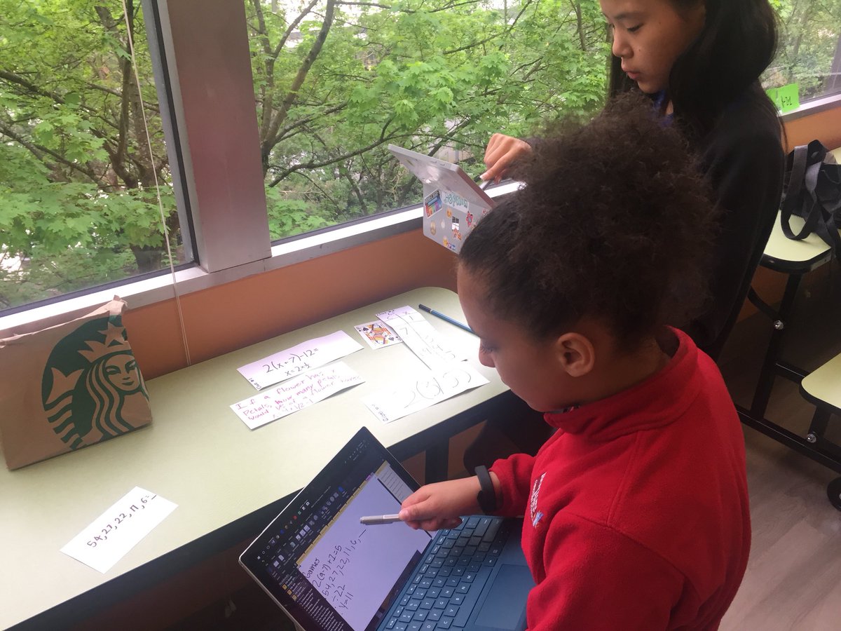 rpcs5th's tweet photo. Ss made mystery bags with algebraic expressions as clues, using #inking in @OneNoteEDU to record our answers! @rentonprep https://t.co/uzHcZfmVSh