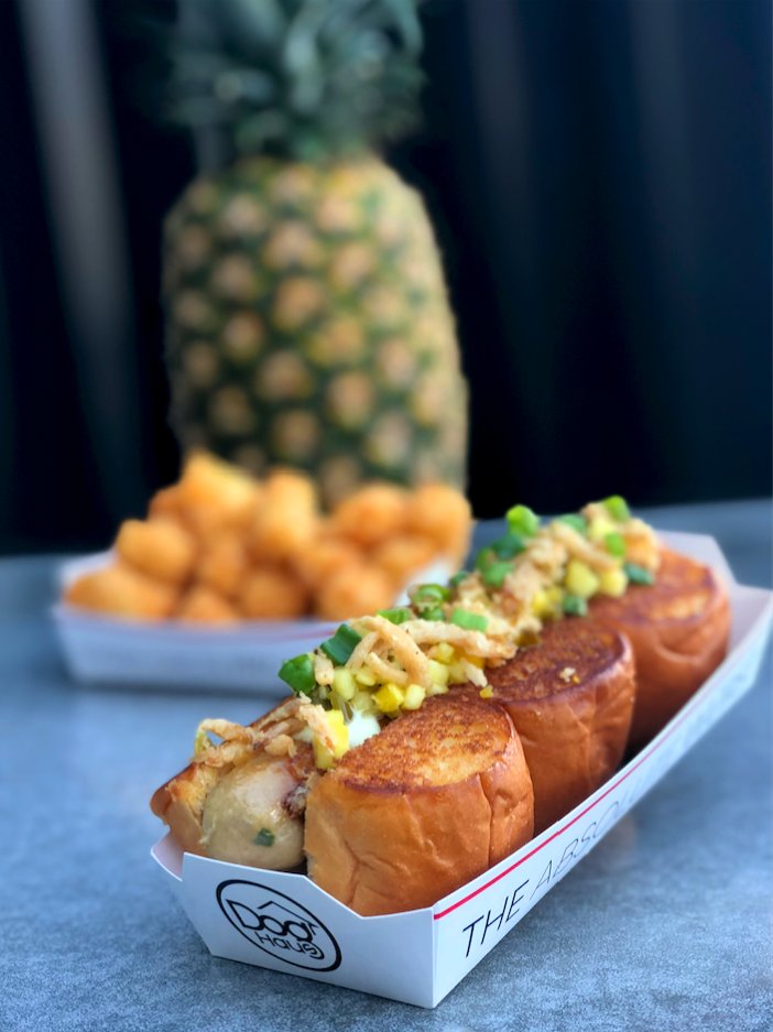 🍍You might not be on vacation... but this pineapple &amp; jalapeño relish will have you feelin' tropical 🌭  Try our new Huli-Huli sausage created by Top Chef <a href="/ilanhall/">Ilan Hall</a>! 
#Maythefourthbewithyou #DogHaus