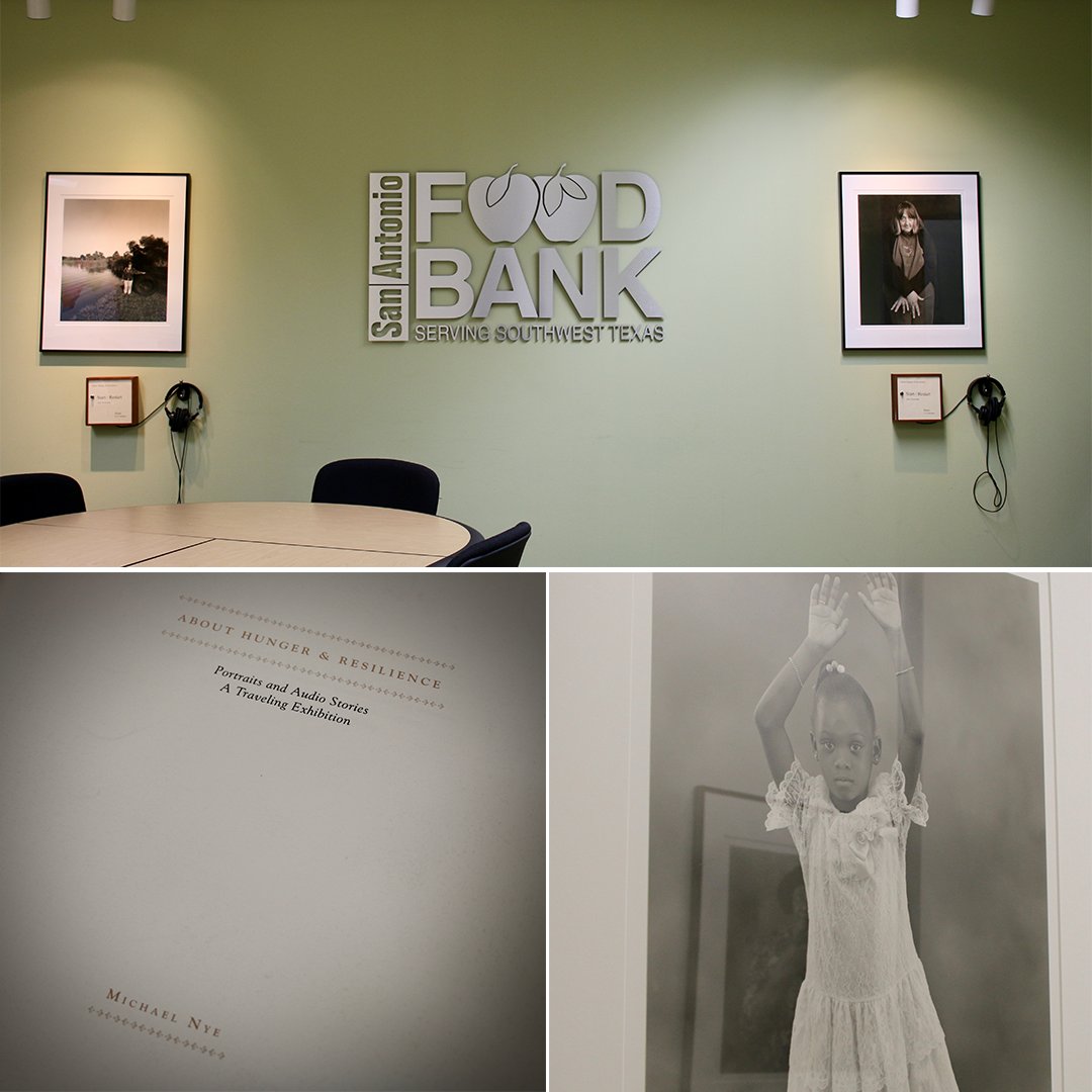 safoodbank's tweet photo. The stories on the wall - If you ever get a moment to step inside the @safoodbank boardroom, take a moment and listen to the photos on the wall from Michael Nye’s traveling exhibition About Hunger & Resilience. #fridayfact #safoodbank #sa300 #commemorativeweek #artsforall https://t.co/EhbICThlcN