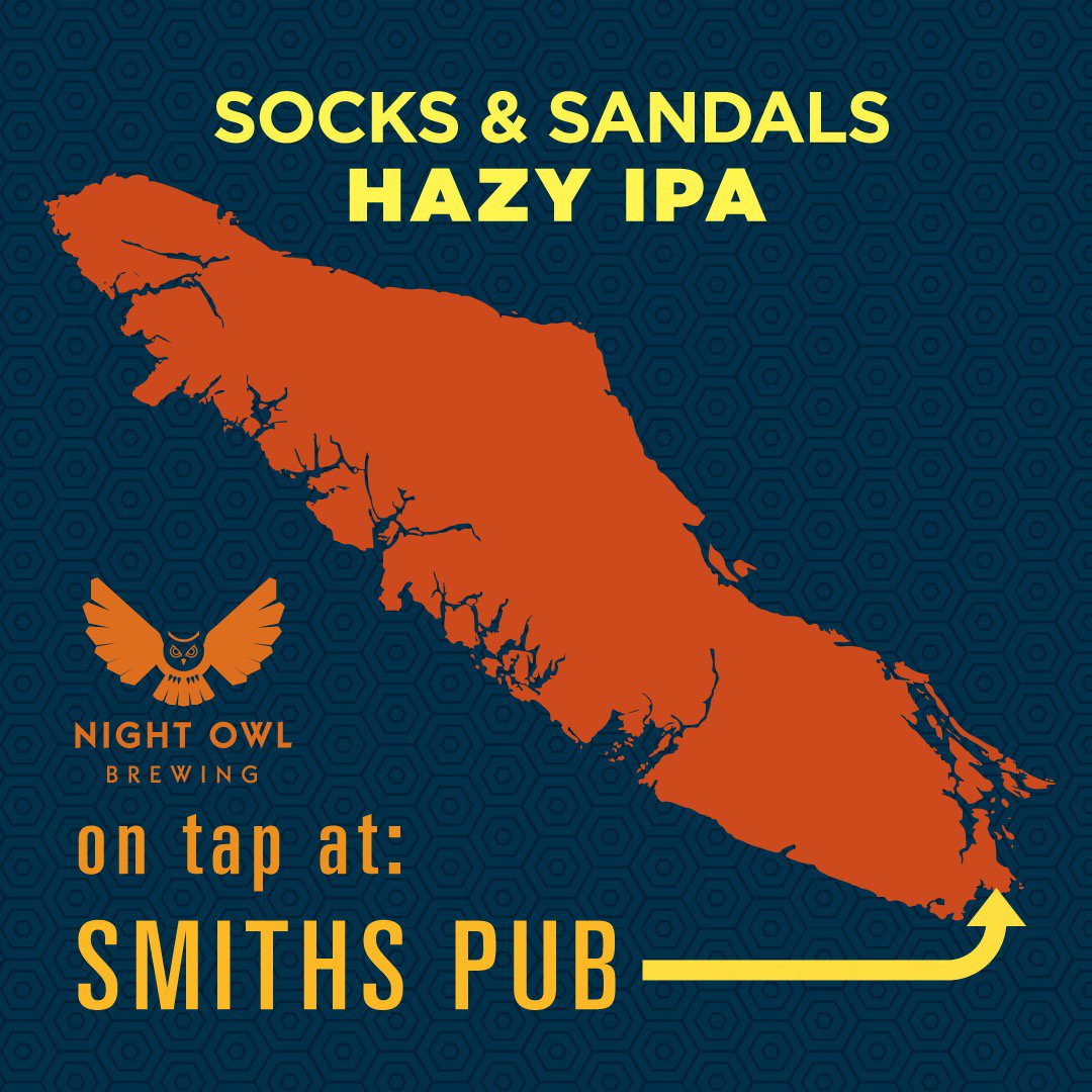 Hey Island friends, Socks &amp; Sandals IPA is coming your way this weekend! Head down to Smiths Pub in Victoria for a pint of this juicy citrusy hazy IPA while it lasts.