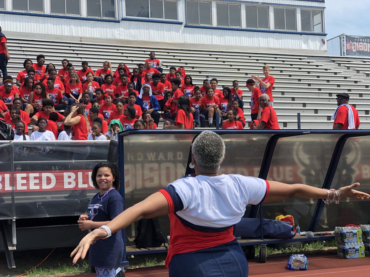 HowardUms2's tweet photo. How hype can you get to DEAFEAT the @PARCCPlace test?! Our Head of School, Principal @kprocopeHU_MS2 shows her school spirit to get scholars excited about testing this Monday! 💪🏾 #DefeatTheParcc https://t.co/OyzD3oYcbm