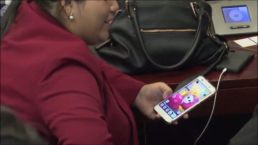 MauricioRLTV's tweet photo. Diputada Karen Ortega del partido del Gral. Romeo Vasquez/Alianza Patriótica , alimenta, baña, y pone a dormir a la gatita Angela en pleno Congreso Nacional. ¡Uff! Mucho trabajo... ¿y así pretenden aumentarse el salario? El pueblo NO se los va a permitir, groseros. https://t.co/VCoxtSSBmf