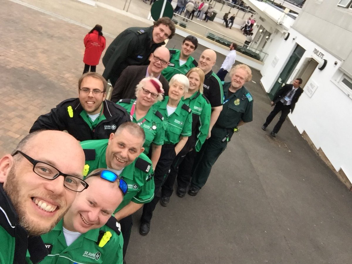 Medical staff on duty at the last race meet of the season at Cheltenham. #mysjaday #chelfie