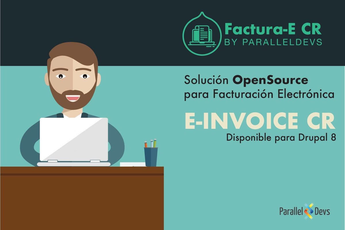 ParallelDevs's tweet image. Primera solución #opensource para Facturación Electrónica en Costa Rica.
Se trata del módulo E-INVOICE-CR para #Drupal8, desarrollado nuestro equipo.
drupal.org/project/e_invo…