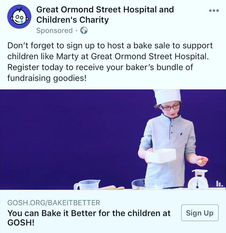 This is my boy featuring in <a href="/GreatOrmondSt/">Great Ormond Street Hospital for Children</a>  campaign #BakeItBetter Can you bake or hold a coffee morning for us <a href="/martyspennybank/">Martys Penny Bank</a> ❤️ please get in touch .