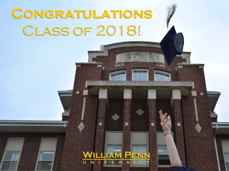WilliamPennU's tweet photo. We will soon celebrate the accomplishments of the graduating class of 2018 on Saturday, May 5. PAC doors open at 8:30 AM. If you can't make it to Commencement, it will be live-streamed here: https://t.co/WmFhL0wVok
#WithPride #WideningPotential #WorldPerspective #WelcomingPlace https://t.co/L4bZ6nLoza