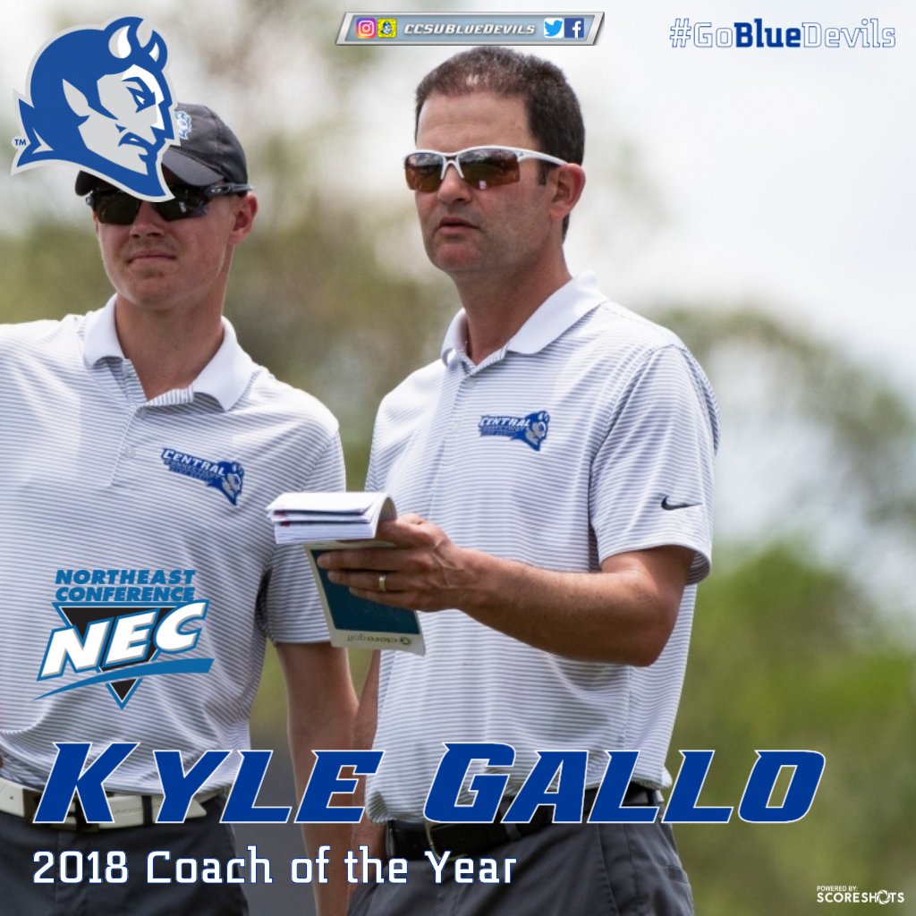 CCSUBlueDevils's tweet photo. Congratulations to Kyle Gallo... the 2018 Northeast Conference Men's Golf Coach of the Year! #GoBlueDevils https://t.co/cv7moiH6WZ