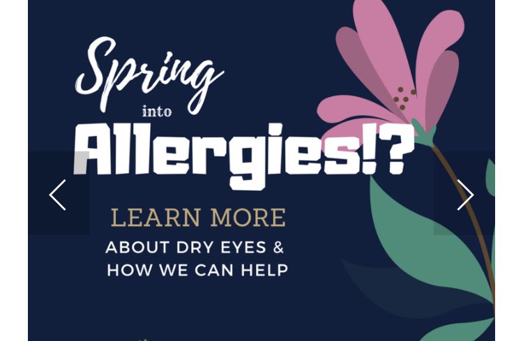 Pollen counts are off the charts! If you're suffering from #dryeyes, we can likely give you relief. Call for an apt today! #allergies #dmv